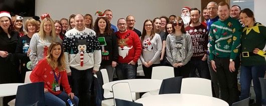 Digby Brown Glasgow office wearing Christmas jumpers to raise money for local charity partner Finding Your Feet