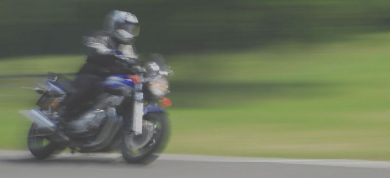 Biker on his motorcycle