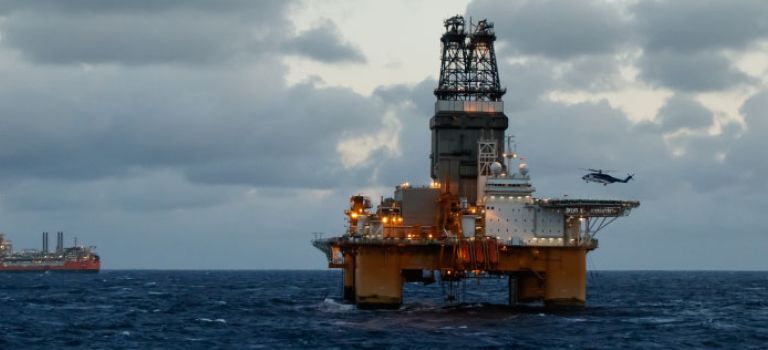 Oil rig with helicopter landing