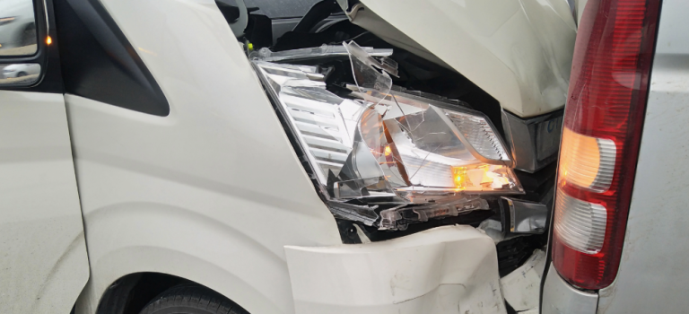 Two vans involved in a collision